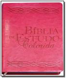 Biblia de estudo colorida - capa rosa - bv books - Diversas