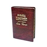 Bíblia Sagrada Letra Gigante Luxo C/ Harpa Vinho - 14x21cm - Rei Das Biblias