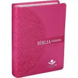Bíblia Sagrada Letra Grande Almeida Revista E Atualizada Sbb Rosa Com Beiradas Floridas