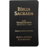 Bíblia Sagrada Letra Ultragigante ARC Harpa Avivada e Courinhos Capa PU Preta Luxo - Cpp