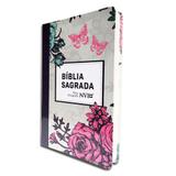 Bíblia Sagrada NVI Nova Versão Internacional Lilás Floral Semi Luxo - Editora geográfica