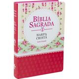 Bíblia sagrada rc letra grande com harpa cristã - capa florida/renda - Sbb