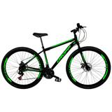 Bicicleta Aro 29 Quadro 17 Freio a Disco Mecânico 21 Marchas Aço Preto Verde - Dropp