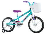 Bicicleta Infantil Aro 16 Track & Bikes Track Girl - Azul e Branco com Rodinhas com Cesta Freio V-Brake