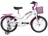 Bicicleta Infantil Aro 16 Verden Breeze - Branco e Pink com Rodinhas com Cesta Freio V-brake