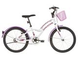 Bicicleta Infantil Aro 20 Houston Excel 1 Marcha - Branco e Lilás Freio V-Brake