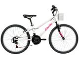 Bicicleta Infantil Aro 24 Caloi Ceci 21 Marchas - Branca com Cesta Freio V-Brake