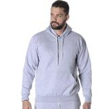 Blusa de Moletom Masculina Capuz Bolso Canguru Cinza Claro - Clik da moda