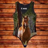 Body Feminina Desenho Cavalo Marrom Paisagem C4142 - Oba country