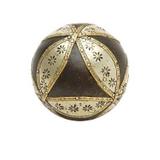 Bola decorativa de madeira 9cm- preto com prata - Btc decor