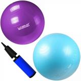 Bola Suica 55 Cm Roxa + Bola Suica 65 Cm com Ilustracao Azul + Mini Bomba Liveup