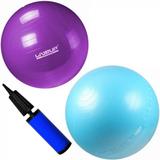Bola Suica 55 Cm Roxa + Bola Suica 65 Cm com Ilustracao Azul + Mini Bomba Liveup