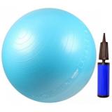 Bola Suica 65 Cm com Ilustracao para Pilates e Yoga Cor Azul + Bomba de Dupla Acao de Mao Liveup