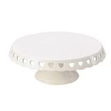 Boleira com Pé Cerâmica Redondo 30cm Heart Mail Box Lyor Branco
