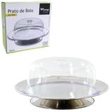 Boleira de inox com tampa de acrilico e pe 32cm de na caixa - Wincy