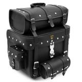 Bolsa Alforge Traseiro Moto Custom 62 Litros Sissy Bag com Chave Encosto Passageiro Preto Com Cravos - J.a