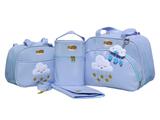 Bolsa De Bebê E Maternidade Bordado Nuvem Feliz 4 Peças - Gaby mundo infantil