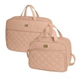 Bolsa maternidade Matelassê bege kit 02 peças mala + bolsa M - Hug