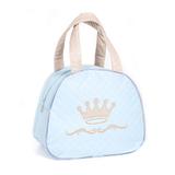 Bolsa Maternidade Pequena Azul Coroinha Bordada para Mamãe - Nicoli ferri