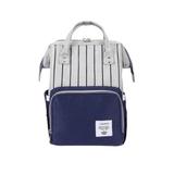 Bolsa Mochila Maternidade Lequeen Original Azul com Branco Listras