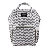 Bolsa Mochila Maternidade Lequeen Original Chevron Cinza
