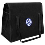 Bolsa Organizadora Porta Malas Universal Preto Logo Volkswagen Bordado em Carpete - R-acoustic