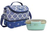 Bolsa Térmica Dupla Bela Vitta azul Com Marmita dupla verde - Jacki design