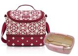 Bolsa Térmica Dupla Bela Vitta vinho Com Marmita dupla rosa - Jacki design