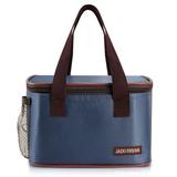 Bolsa térmica marmita fitness academia com alça e zíper e bolso lateral jacki design azul escuro