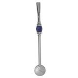 Bomba 27cm Inox Chimarrão Decorada Pedra Ágata Bojo Normal Azul - Nacional