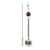 Bomba Chimarrão Aço Inox Rosqueável Pedra Marrom 24cm - Velho porongo