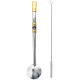 Bomba De Chimarrão Cuia Aço Inox 304 Banho Ouro Rosca 21cm Cavalo - Zanline