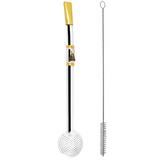 Bomba De Chimarrão Tererê 25cm Aço Inox Com Rosca Ouro 18k - Zanline