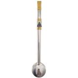 Bomba para Chimarrão Tererê Aço Inox 304 e Ouro 18k Pingente Nossa Senhora Aparecida Azul - Zanline