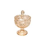 Bomboniere 14 cm de cristal âmbar com pé e tampa Crown Wolff - 26388