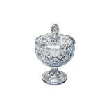 Bomboniere 14 cm de cristal azul com pé e tampa Crown Wolff - 26389