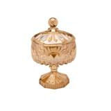 Bomboniere 18 cm de cristal âmbar com tampa e pé Louise Wolff - 35198