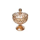 Bomboniere 24 cm de cristal âmbar com pé e tampa Crown Wolff - 26392