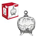 Bomboniere / baleiro de vidro rosas com pe e tampa 18,5x14cm de ø na caixa - Wellmix