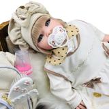 Boneca Bebê Reborn Princesa Loira Roupa Creme 53cm - Bebe reborn baby