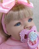 Boneca Reborn Loira Bebê Realista 14 Itens Pronta Entrega Menina - Carinha de anjo