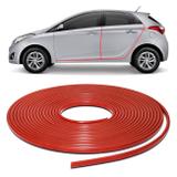 Borracha Protetora Porta Borda de Carro Universal Vermelho 10 Metros em PVC Autoadesiva - Sanfil