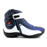 Bota Atron Shoes Motociclista 271 Cano Baixo - Azul Branco