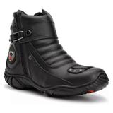 Bota Motociclista Cano Curto Preta em Couro 271 - Atron shoes