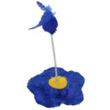Brinquedo de gato Arranhador com chocalho Flor Pelúcia São Pet 18x19cm Azul