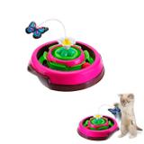 Brinquedo para Gatos Cat Spin 2 em 1 com Borboleta Giratoria Rosa e Verde Truqys
