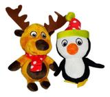 Brinquedo Pelúcia Para Cães E Gatos Kit Natal Pinguim E Alce - T petz