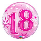 Bubble 22 polegadas - 18 anos explosão de estrelas e brilho rosa - qualatex