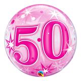 Bubble 22 polegadas - 50 anos explosão de estrelas e brilho rosa - qualatex