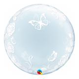 Bubble decorativo 24 polegadas - elegante rosas e borboletas - qualatex